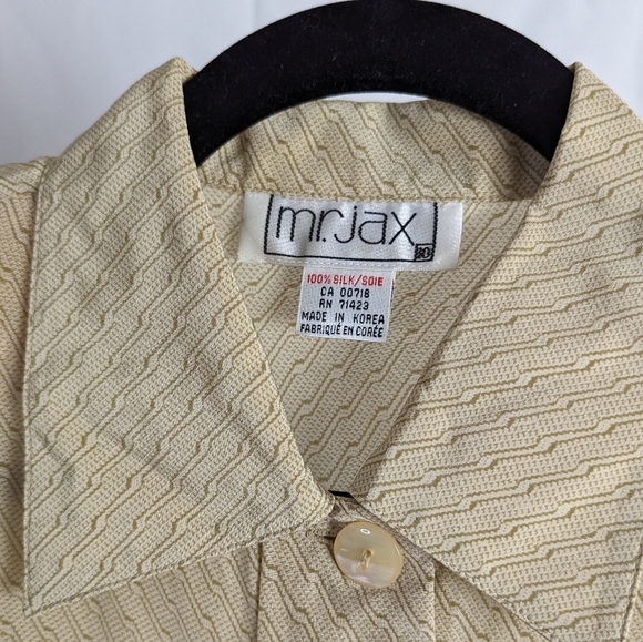 Vintage Mr. Jax 100% silk beige button down shirt - Picture 4 of 6